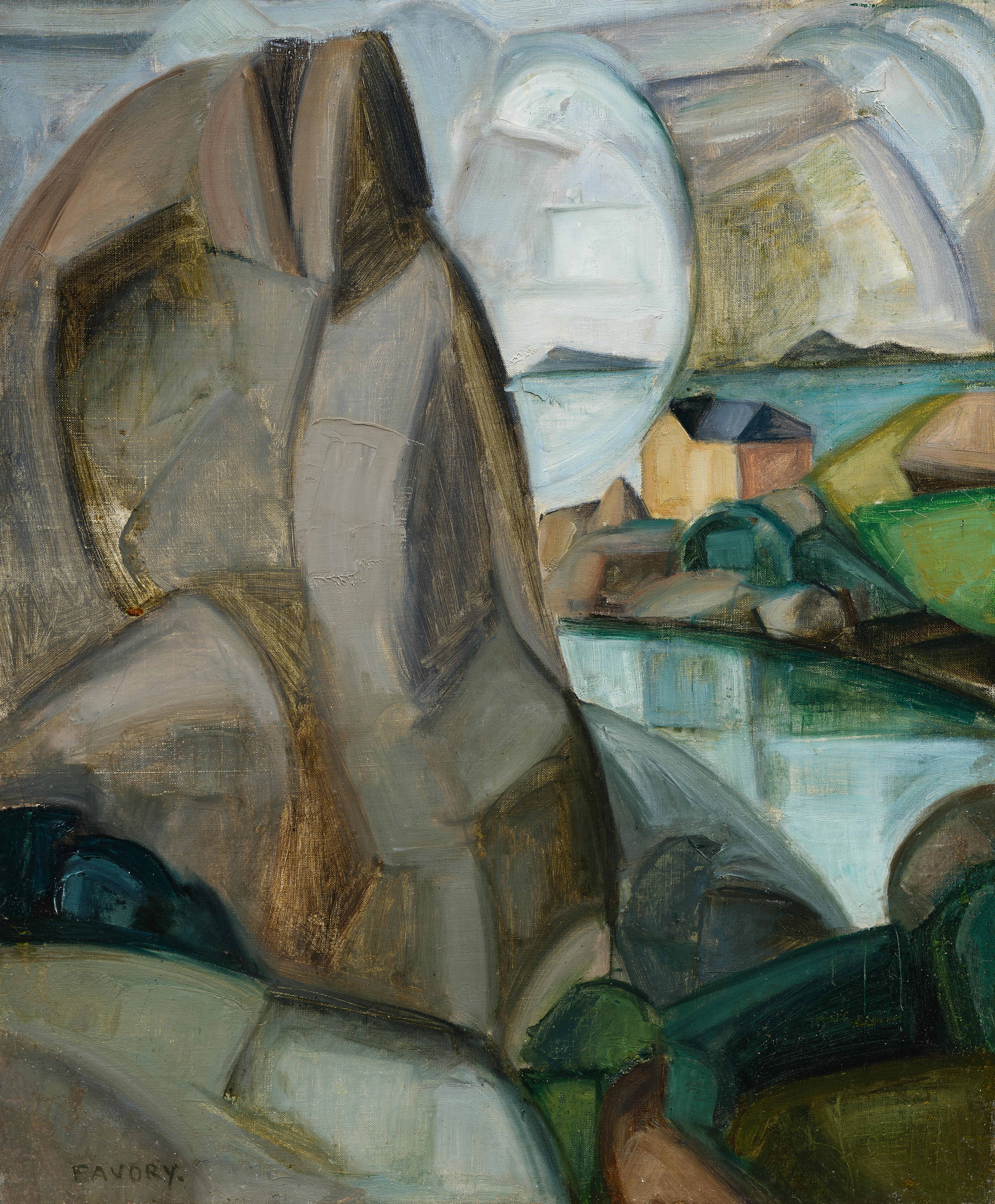 Ploumanach, les rochers gris - tableau de André Favory, vendu par la galerie Marek & Sons