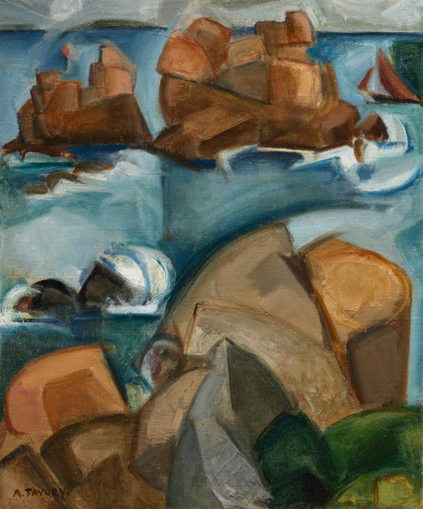 Les rochers, environs de Ploumanach, tableau de André Favory, vendu par la galerie Marek & sons.
